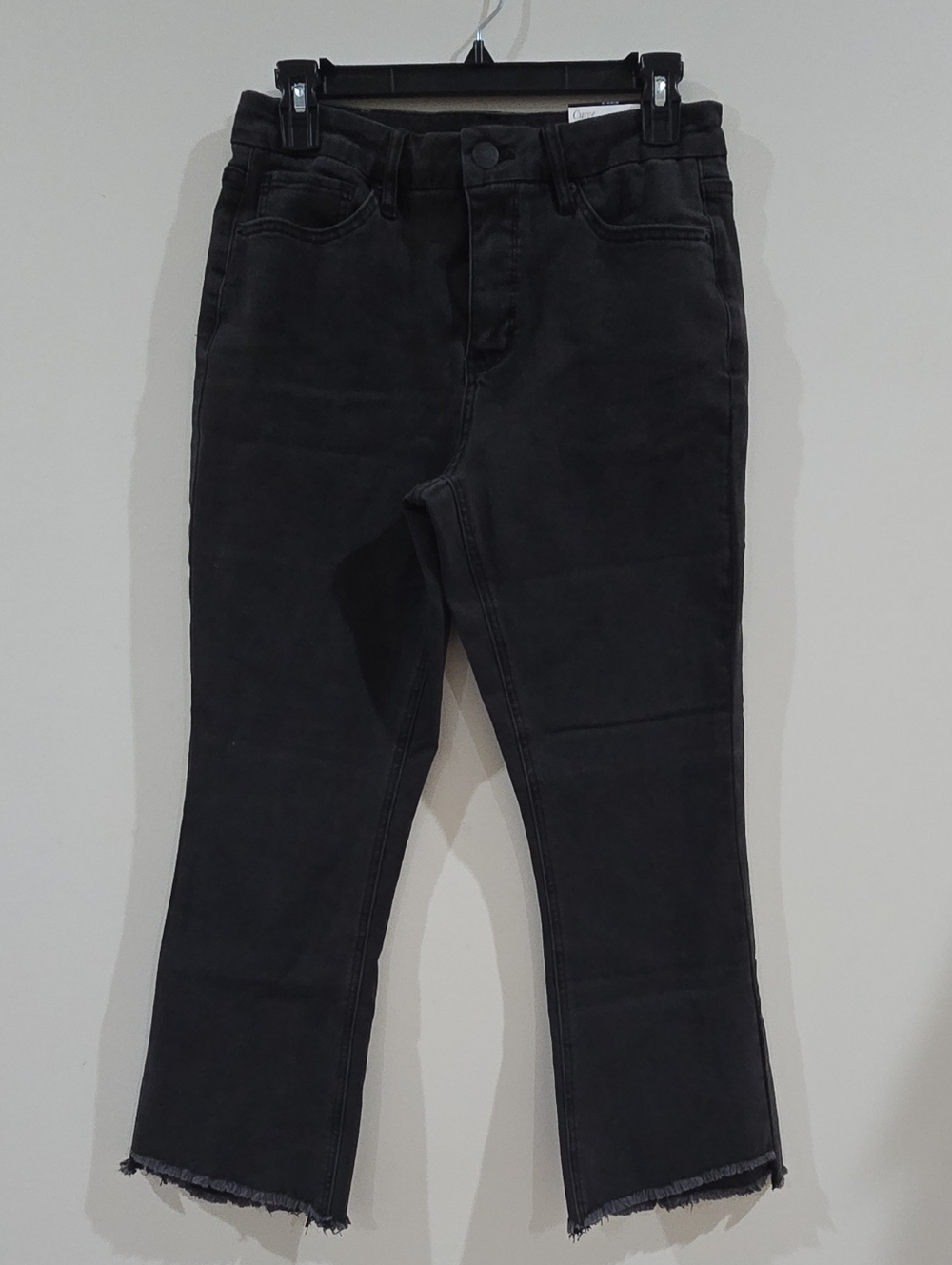 Royalty For Women's Bootcut Black Denim Jeans High Rise Tummy Control Raw Hem 8